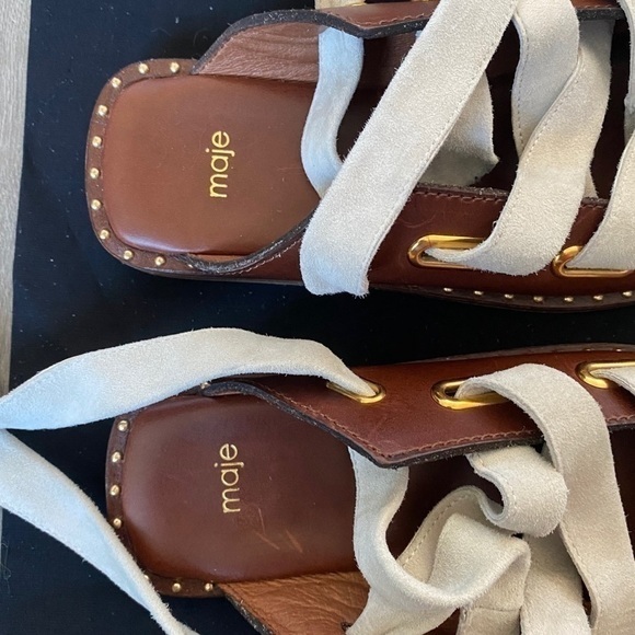 Maje Marron Velvet Lace Up Sandals In Brown Size EU 37 - Picture 11 of 14